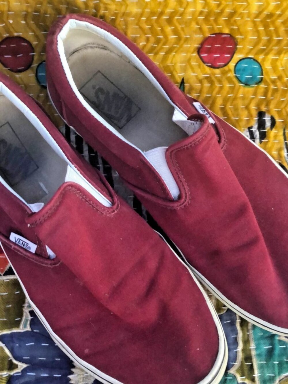 VANS Classic Slip-On Burgundy Canvas Men's 9.5 women's 11 Off The Wall